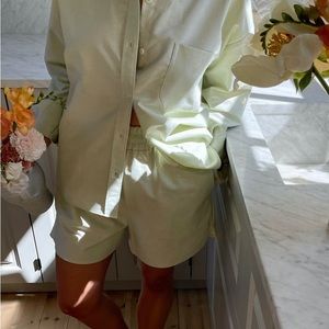 Djerf Avenue Breezy Shirt and Short Set | xs | green